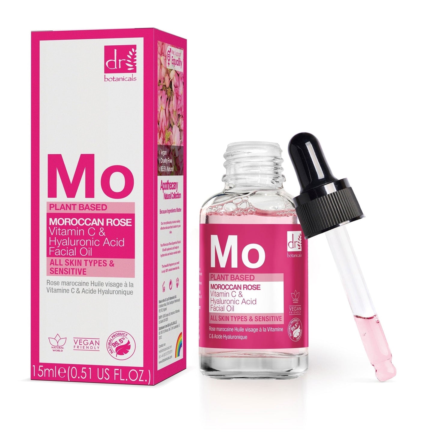 RDB511 Dr Botanicals Moroccan Rose Facial Oil with Hyaluronic Acid & Vitamin C 15ml