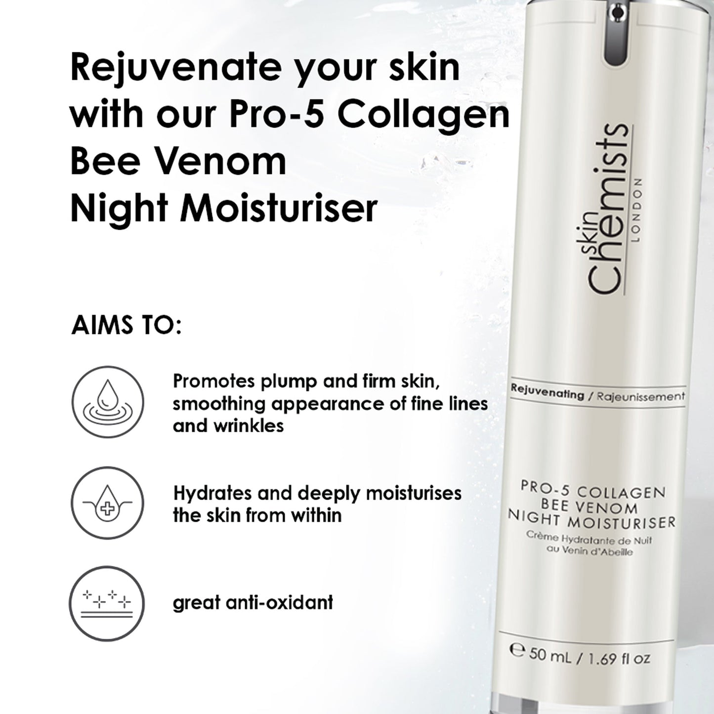RSC019 skinChemists Pro-5 Collagen Bee Venom Night Moisturiser 50ml