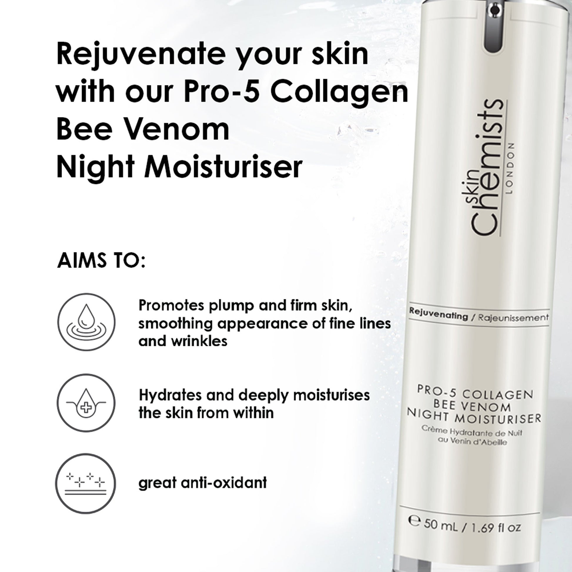 RSC019 skinChemists Pro-5 Collagen Bee Venom Night Moisturiser 50ml