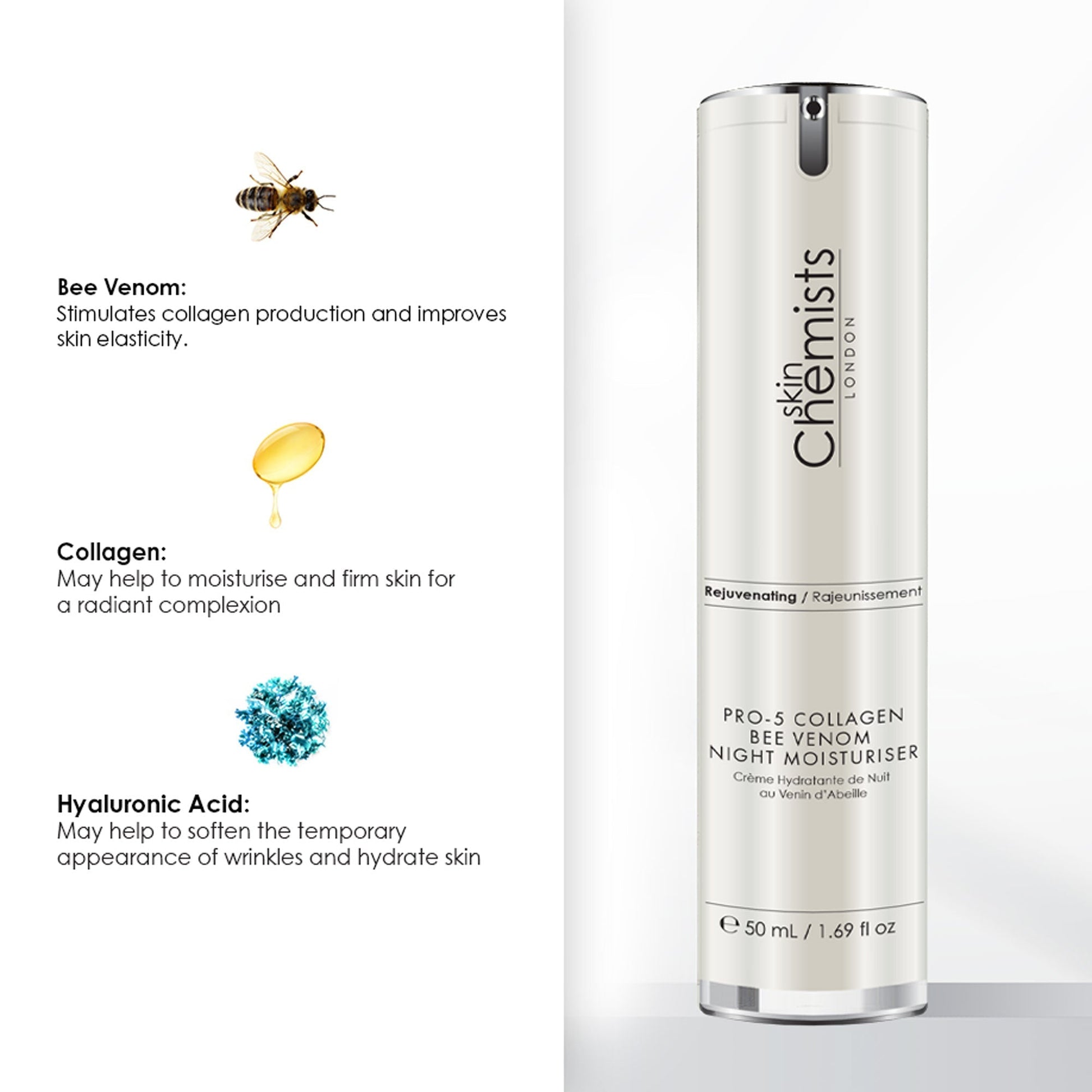 RSC019 skinChemists Pro-5 Collagen Bee Venom Night Moisturiser 50ml