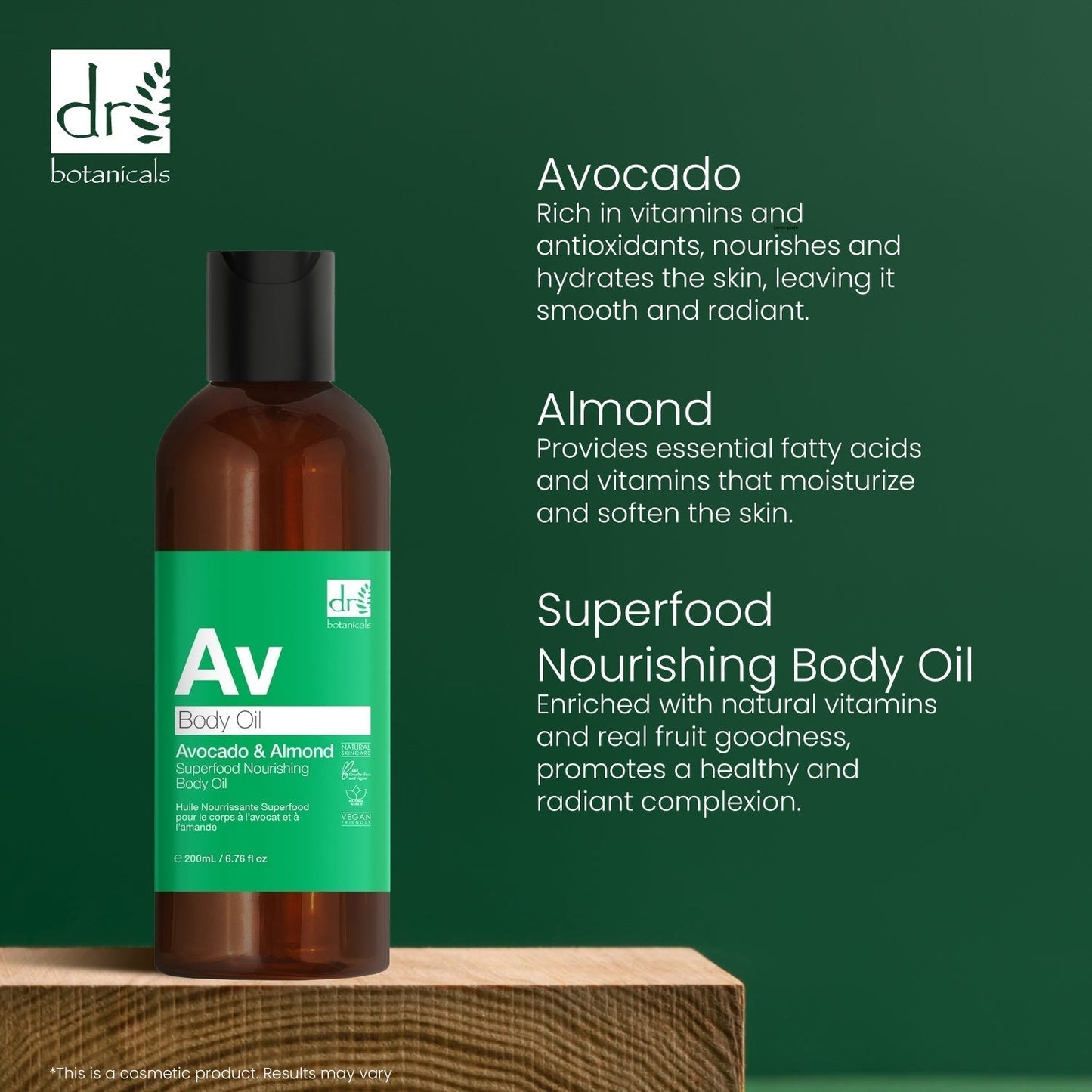 Dr Botanicals Avocado & Almond Superfood Nourishing Body Oil 200ml