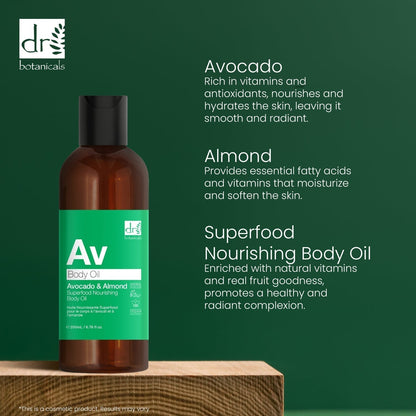 Dr Botanicals Avocado & Almond Superfood Nourishing Body Oil 200ml