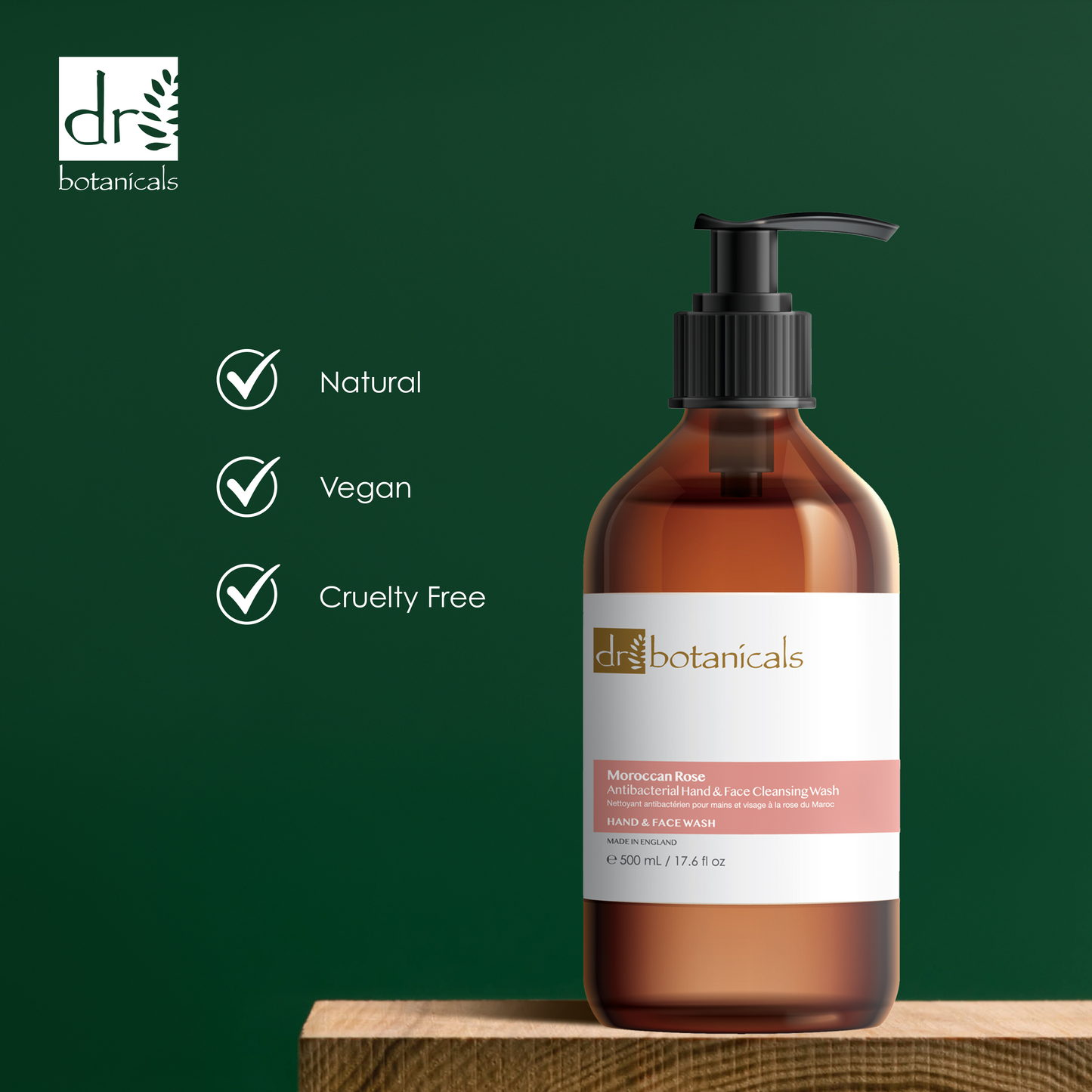 Dr Botanicals Moroccan Rose Antibacterial Hand & Face Cleansing Wash 500ml