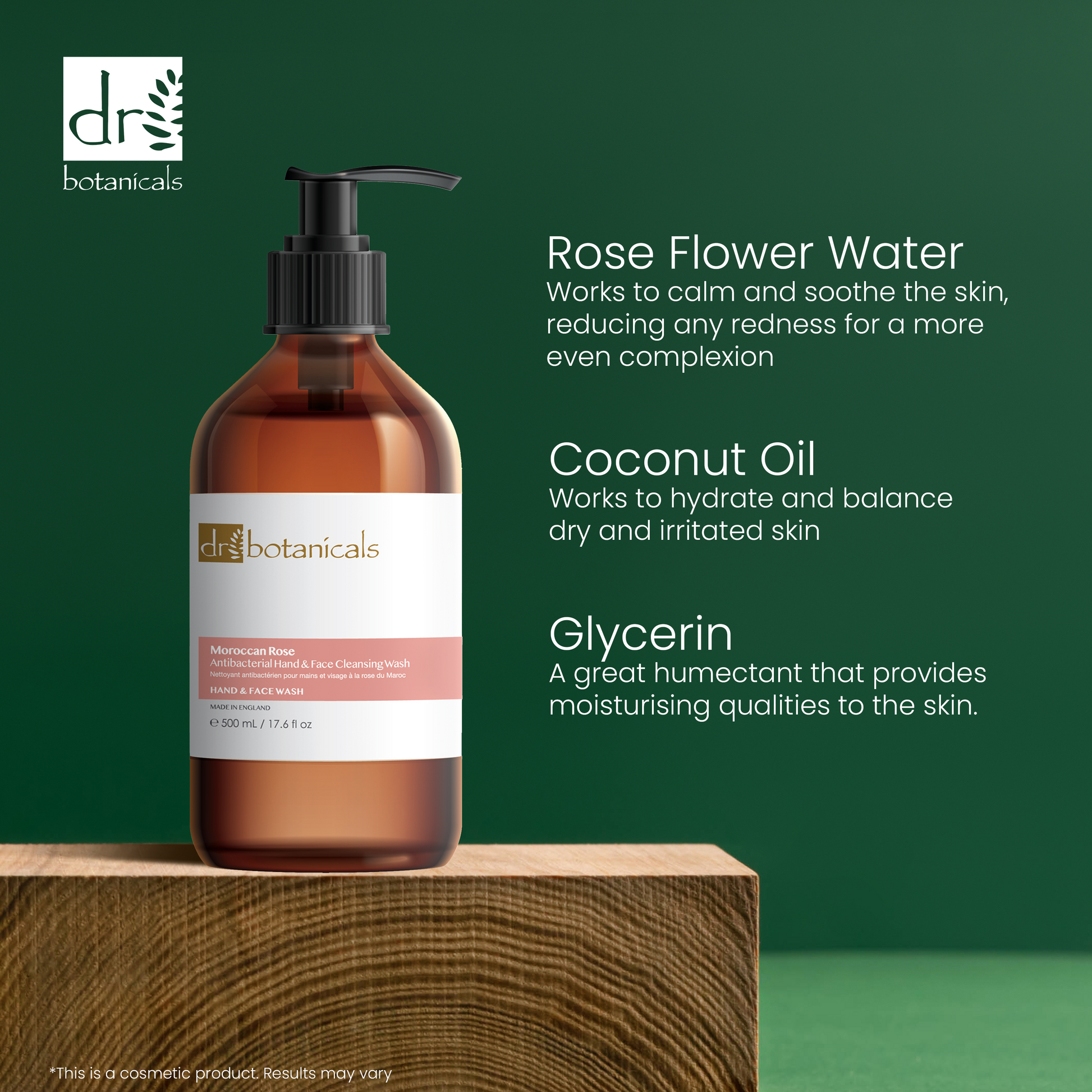 Dr Botanicals Moroccan Rose Antibacterial Hand & Face Cleansing Wash 500ml