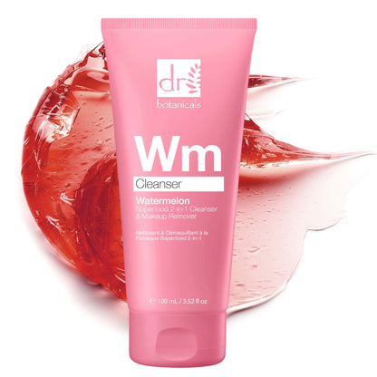 Dr Botanicals Watermelon Superfood 2-in-1 Cleanser & Makeup Remover with Glycolic Acid, Salicylic Acid & Lactic Acid 100ml