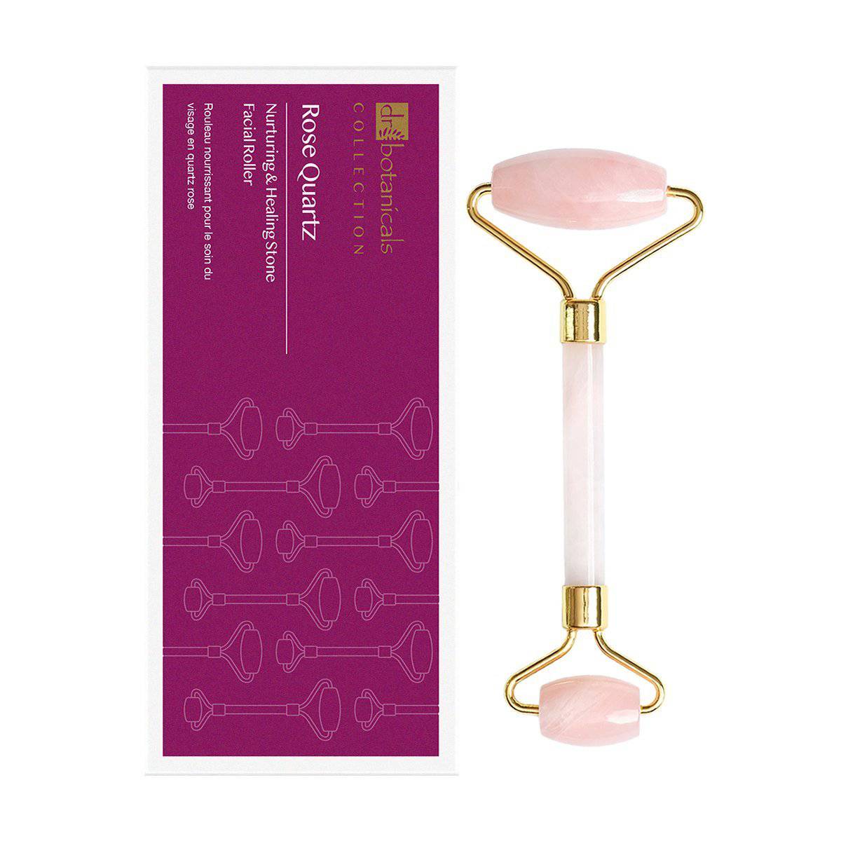 Dr Botanicals Rose Quartz Nurturing & Healing Stone Facial Roller (Rose Gold Handle)