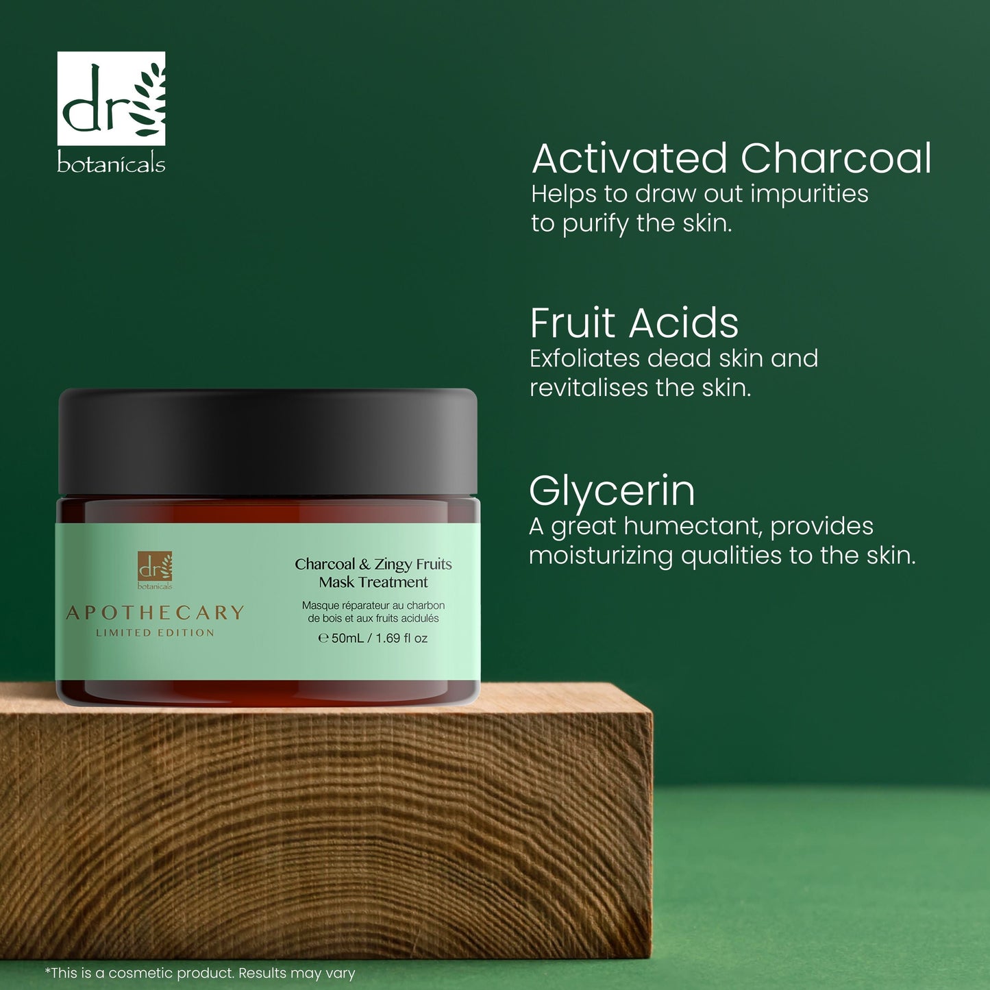 Dr Botanicals Charcoal & Zingy Fruits Treatment Mask 50ml