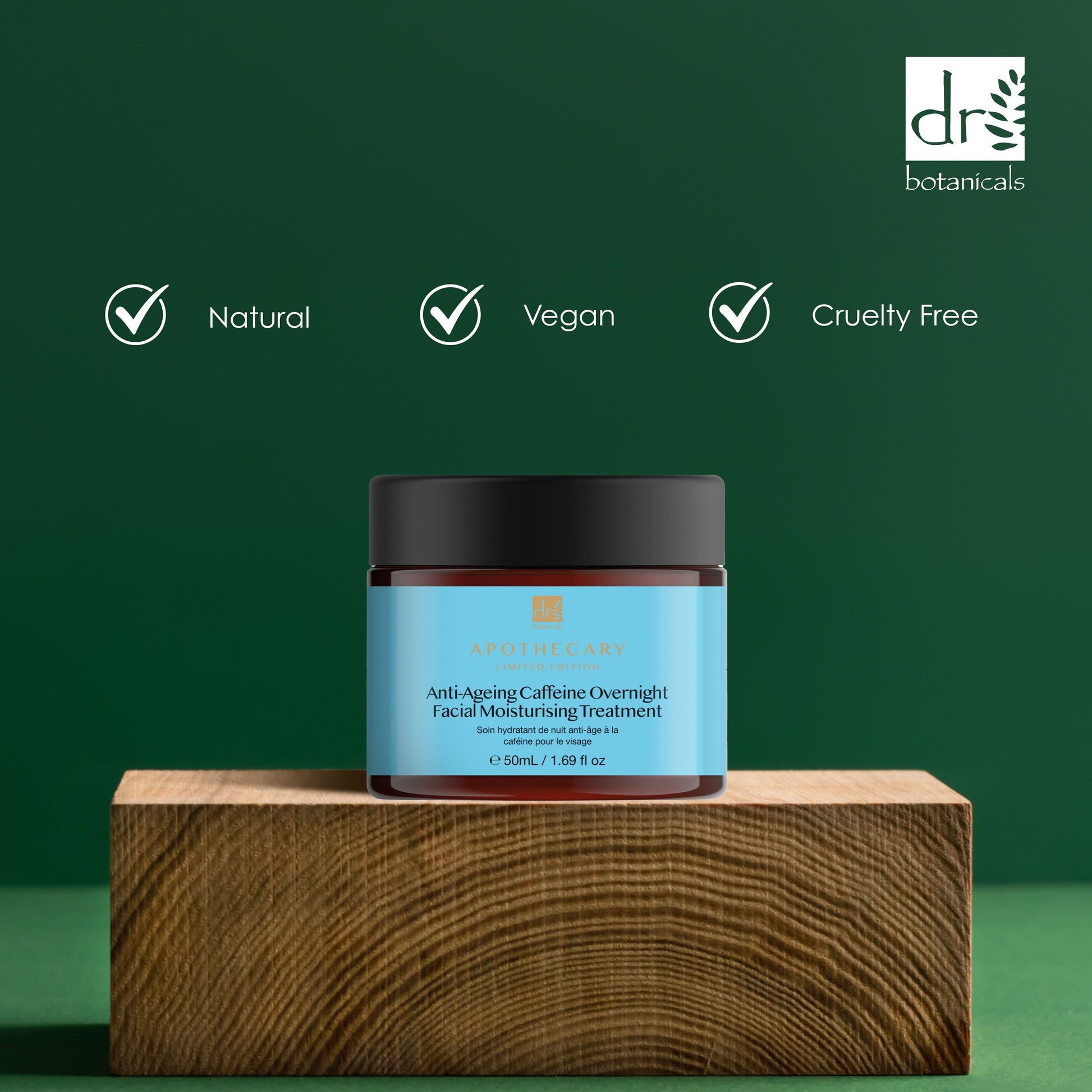 Dr Botanicals Anti-Aging Caffeine Overnight Facial Moisturising Treatment 50ml