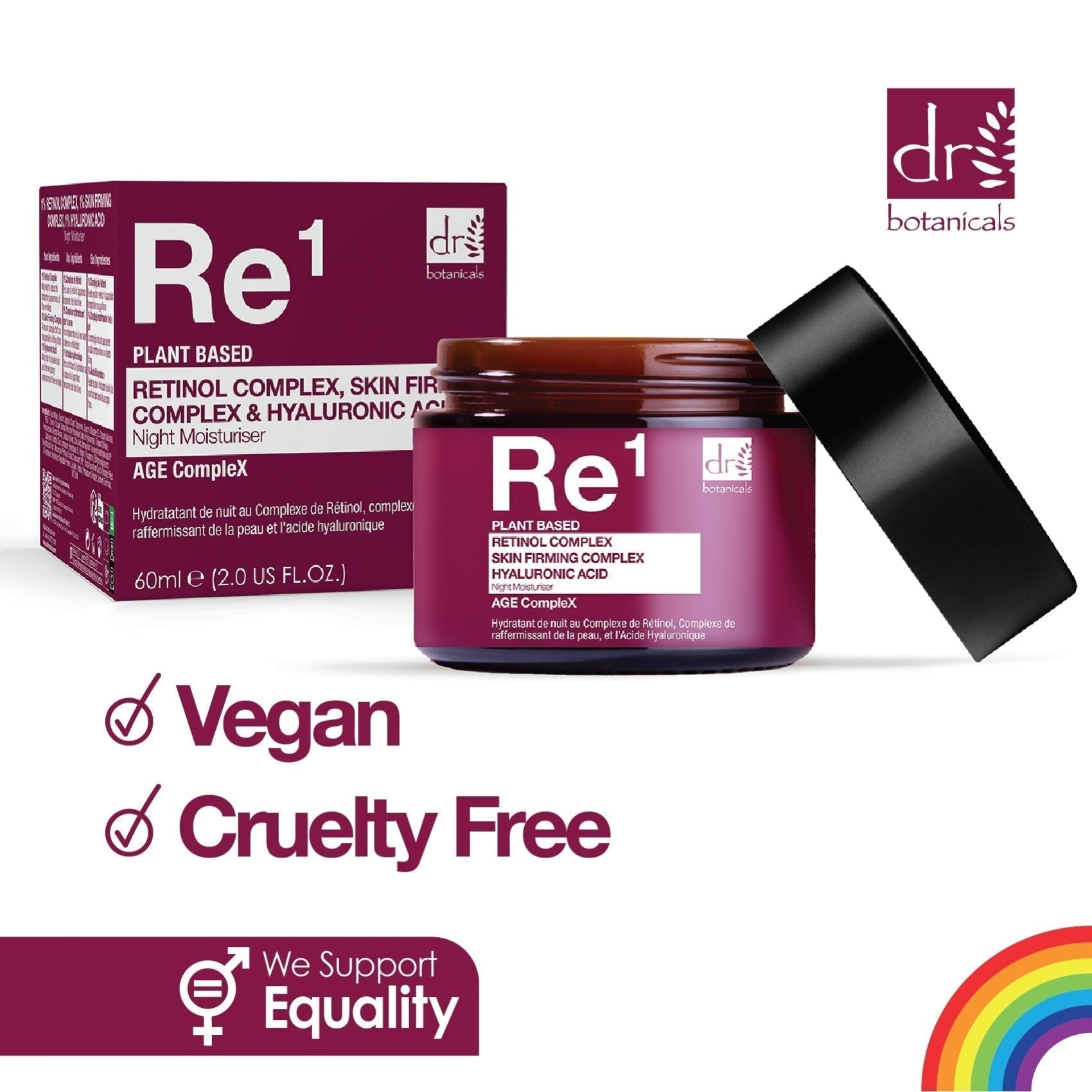 Dr Botanicals Retinol Complex 1%, Skin Firming Complex 1% & Hyaluronic Acid 1% Night Moisturizer 60ml