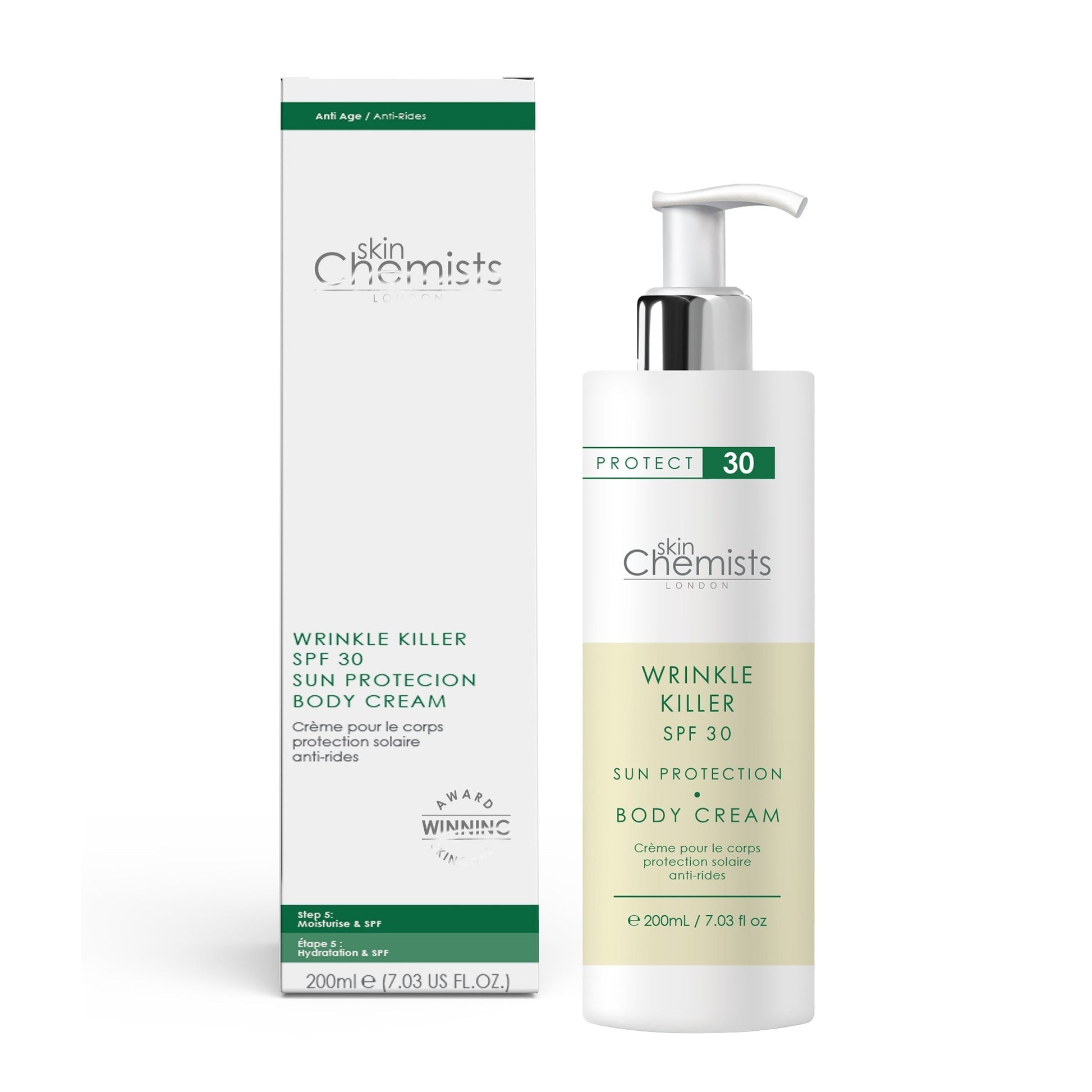 skinChemists Wrinkle Killer Sun Protection Body Cream SPF 30 200ml