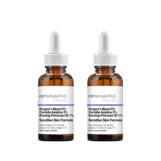 Sensitive Skin Serum Dragon's Blood 5%, Centella Asiatica 3%, Evening Primrose Oil 1% 30ml Twin Value Savings Pack